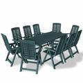Maisonchic - 11 pz Set da Pranzo da Giardino, Set tavolo e sedie da giardino in Plastica Verde
