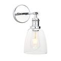 Phansthy Industrial Retro Style Wall Lights Bell Shaped Clear Glass Shade Vintage Wall Sconces E27 Bulbs Indoor Light Loft Bar Kitchen Lamp Bedroom Vanity Mirror Lighting (Chromed)