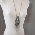 American Eagle Outfitters Jewelry | American Eagle Silver Tone Turquoise Boho Necklace | Color: Blue/Gray | Size: Os