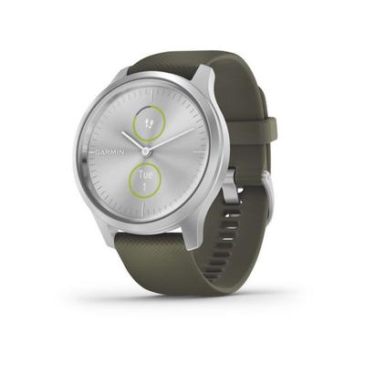 Garmin Camp & Hike Vivomove 3 Style Hybrid Smartwatch w/Silicone Band Moss Green/Silver