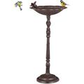 Bain d'oiseaux décoratif, fonte de fer, design antique, hauteur : 74,5 cm, pour le jardin, marron