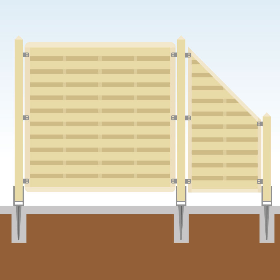 TraumGarten Sichtschutzzaun Basic Komplett-Set Holz Sichtschutz Lamellenzaun, mit Endelement, 1,179 cm,6,Einbetonieren Image