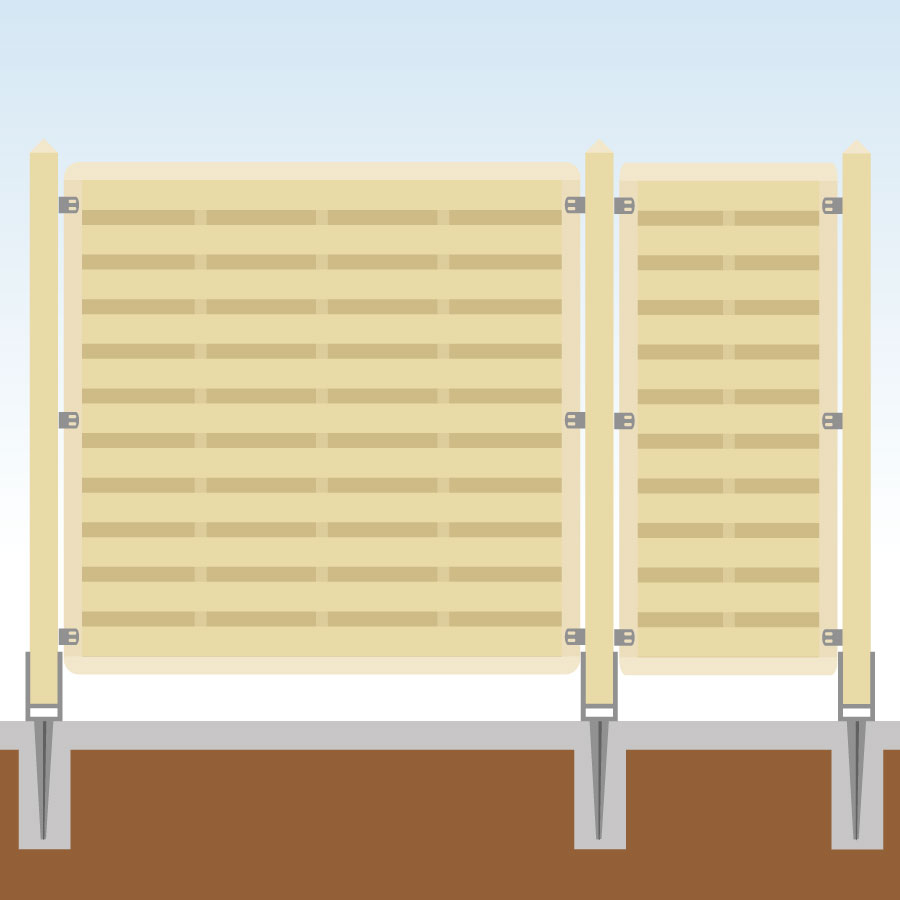 TraumGarten Sichtschutzzaun Basic Komplett-Set Holz Sichtschutz Lamellenzaun, ohne Endelement, 1,149 cm,3,Einbetonieren Image