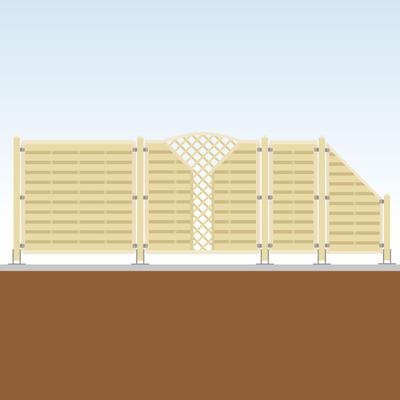TraumGarten Sichtschutzzaun Zier Komplett-Set Holz Sichtschutz Lamellenzaun, mit Endelement, 2,3,Aufschrauben,keine Image