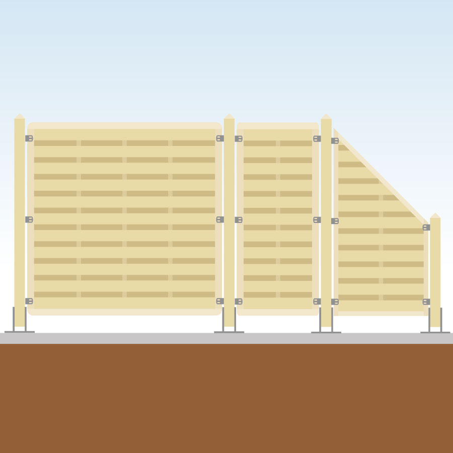 TraumGarten Sichtschutzzaun Basic Komplett-Set Holz Sichtschutz Lamellenzaun, mit Endelement, 1,179 cm,3,Aufschrauben Image