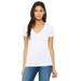 Bella + Canvas B6035 Women's Jersey Short-Sleeve Deep V-Neck T-Shirt in White size Large | Ringspun Cotton 6035