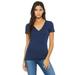 Bella + Canvas B6035 Women's Jersey Short-Sleeve Deep V-Neck T-Shirt in Navy Blue size 2XL | Ringspun Cotton 6035