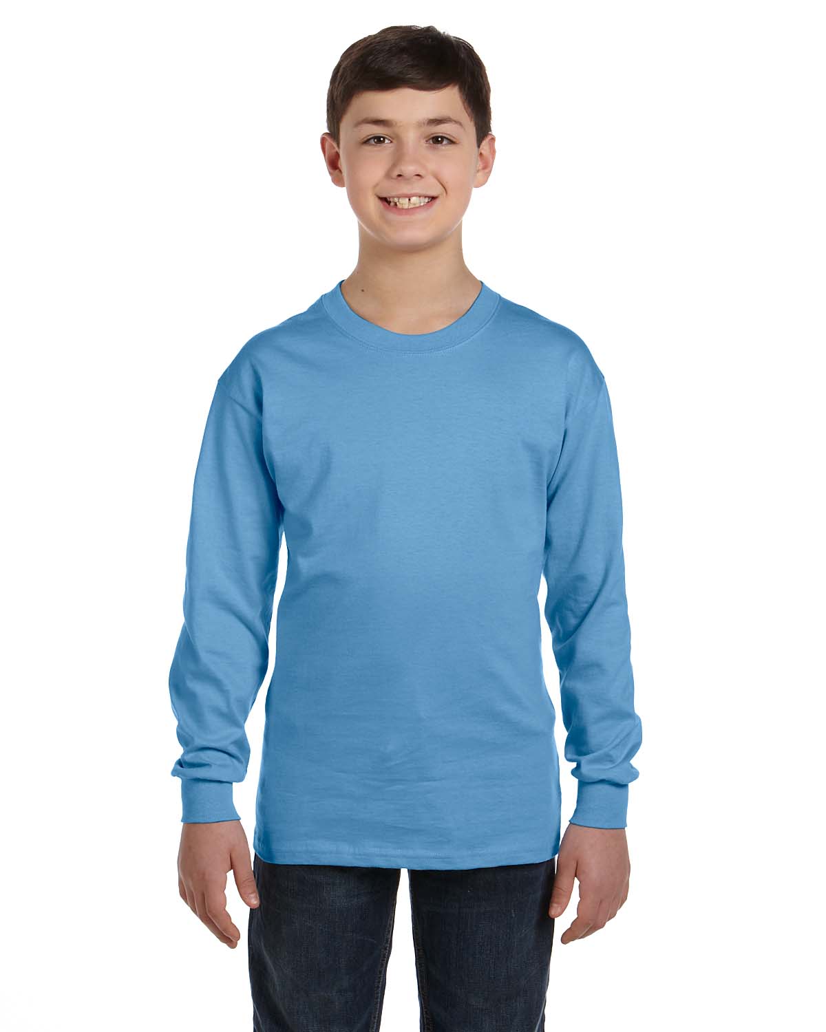 Gildan G540B Youth Heavy Cotton Long Sleeve T-Shirt in Carolina Blue size XL 5400B, G5400B