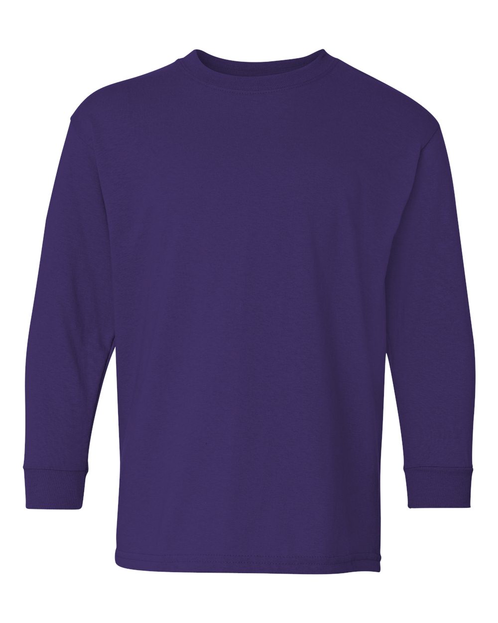 Gildan G540B Youth Heavy Cotton Long Sleeve T-Shirt in Purple size XL 5400B, G5400B