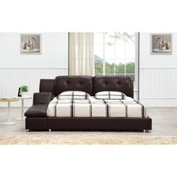 Orren Ellis Muski Platform Bed Upholstered/Faux leather in Brown | 38 H x 78.8 W x 95 D in | Wayfair B2003QQDB