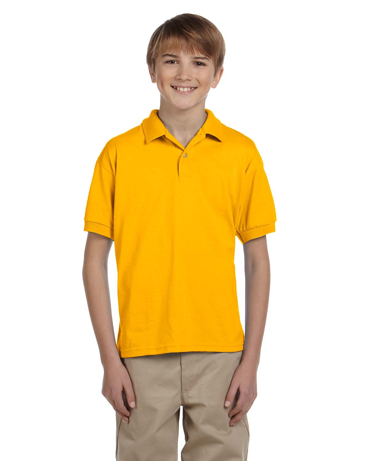 Gildan G880B Youth DryBlend Jersey Polo Shirt in Gold size Medium | Cotton Polyester G8800B, 8800B