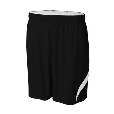 A4 N5364 Adult Performance Doubl/Double Reversible Basketball Short in Black/White size XL | Polyester A4N5364