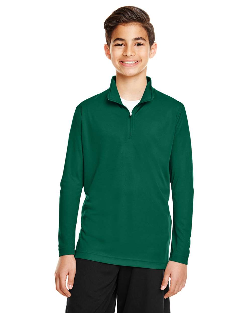 Team 365 TT31Y Youth Zone Performance Quarter-Zip Pullover T-Shirt in Sport Forest Green size XL | Polyester