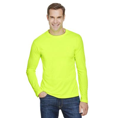 Bayside BA5360 4.5 oz. Polyester Performance Long-Sleeve T-Shirt in Lime Green size 2XL 5360