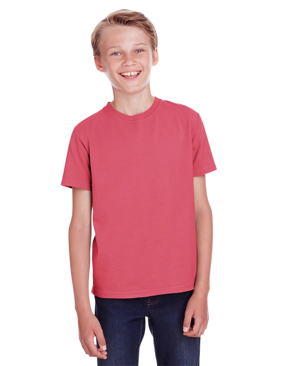 ComfortWash by Hanes GDH175 Youth Garment-Dyed T-Shirt in Crimson Fall size Large | Ringspun Cotton