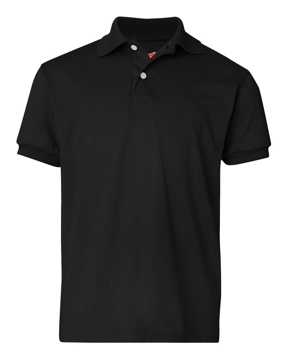 Hanes 054Y Youth EcoSmart Jersey Polo Shirt in Black size XS | Cotton Polyester