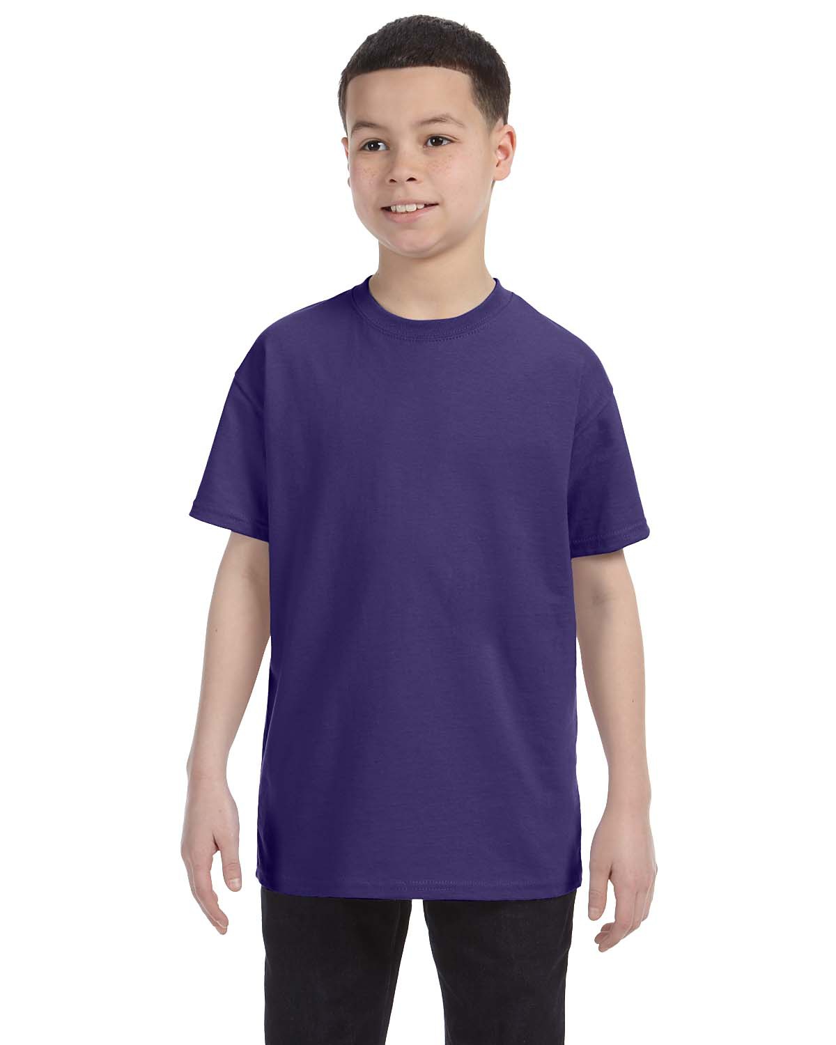Jerzees 29B Youth Dri-Power 50/50 T-Shirt in Deep Purple size Medium | Cotton Polyester 29BR