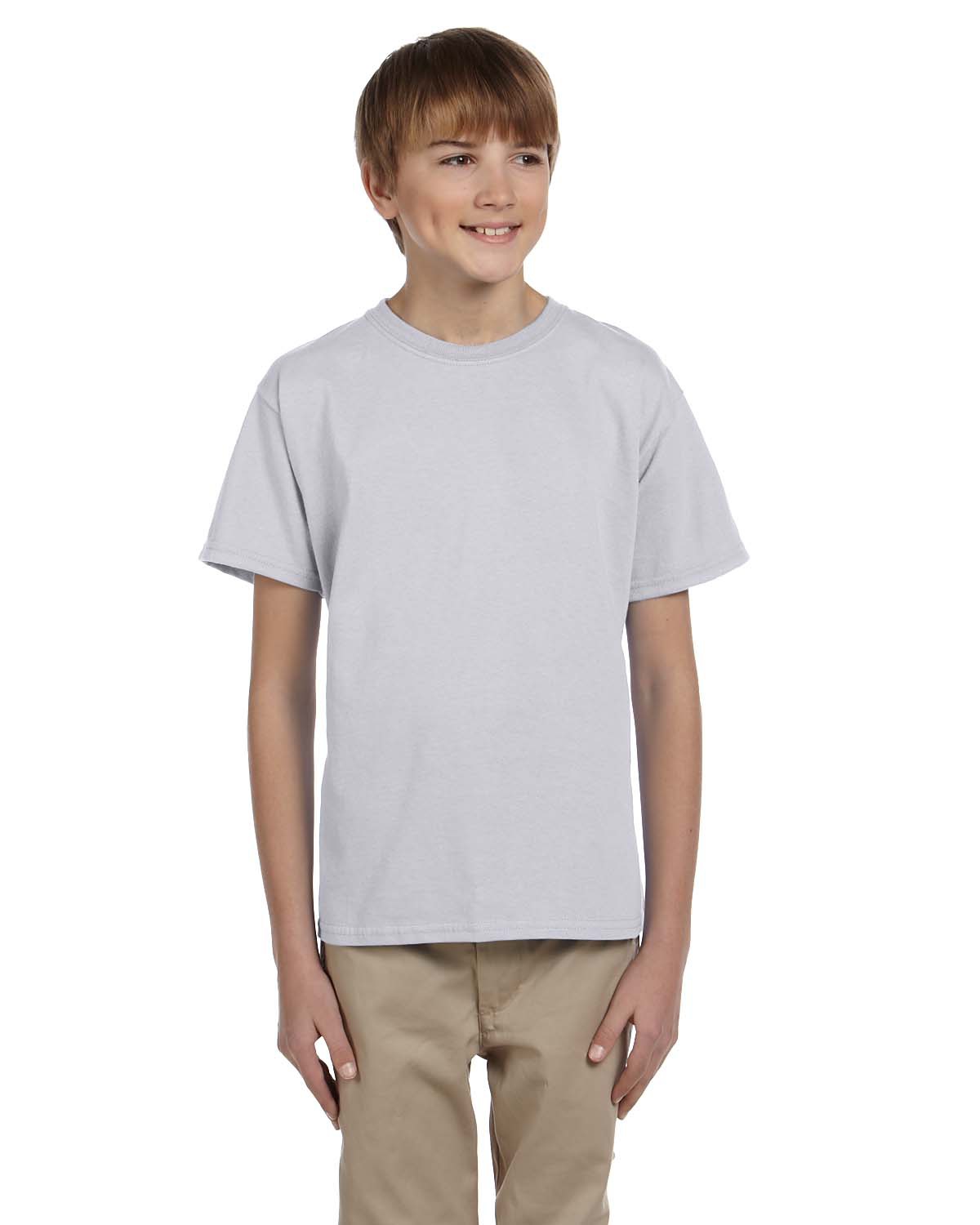 Hanes 5370 Youth EcoSmart T-Shirt in Ash size XL | Cotton Polyester