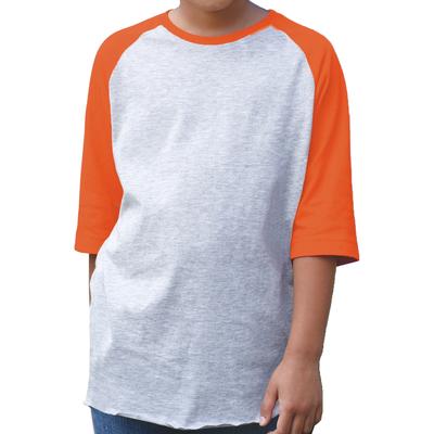 LAT 6130 Youth Baseball T-Shirt in Vintage Heather/Vintage Orange size XS | Ringspun Cotton LA6130