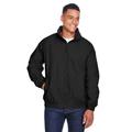 Harriton M740 Adult Fleece-Lined Nylon Jacket in Black size Medium