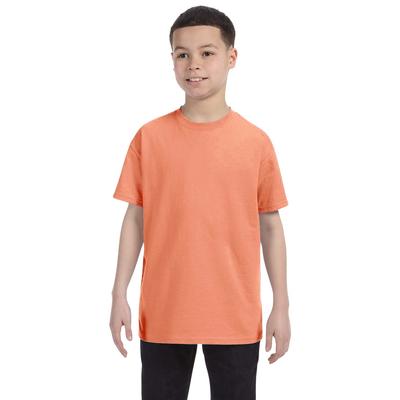 Hanes 54500 Youth Authentic-T T-Shirt in Candy Orange size Medium | Cotton 5450