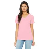 Bella + Canvas 6405 Women's Relaxed Jersey Short Sleeve V-Neck T-Shirt in Pink size 2XL | Ringspun Cotton B6405, BC6405, 6415, 6405CVC, BC6415, BC6405CVC