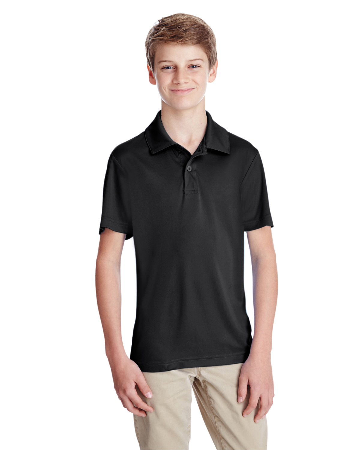 Team 365 TT51Y Youth Zone Performance Polo Shirt in Black size Small | Polyester
