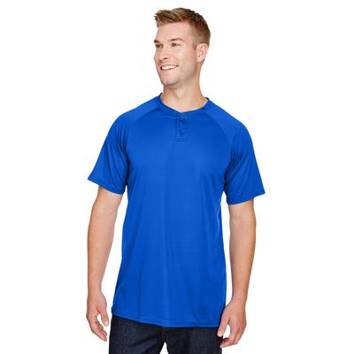 Augusta Sportswear AG1565 Athletic Attain Wicking Two-Button Baseball Jersey T-Shirt in Royal Blue size 3XL | Polyester 1565