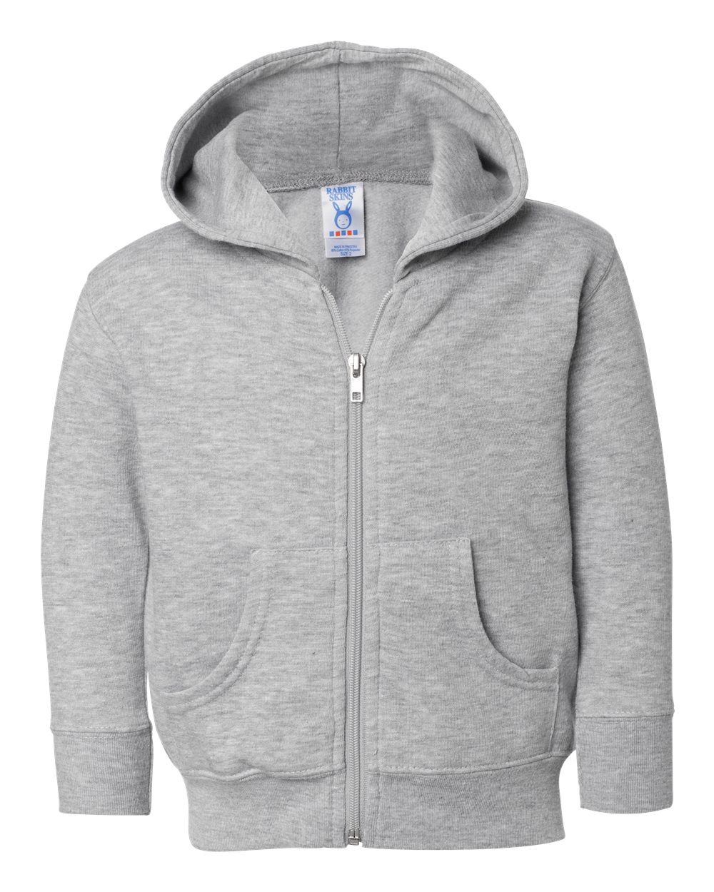 Rabbit Skins 3346 Toddler Zip Fleece Hoodie in Heather size 2 | Ringspun Cotton LA3346