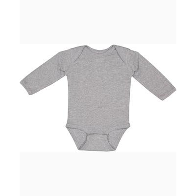 Rabbit Skins 4411 Infant Long Sleeve Baby Rib Bodysuit in Heather size 6MOS | Ringspun Cotton LA4411, RS4411