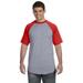 Augusta Sportswear 423 Adult Short-Sleeve Baseball Jersey T-Shirt in Heather/Red size XL | Cotton Polyester