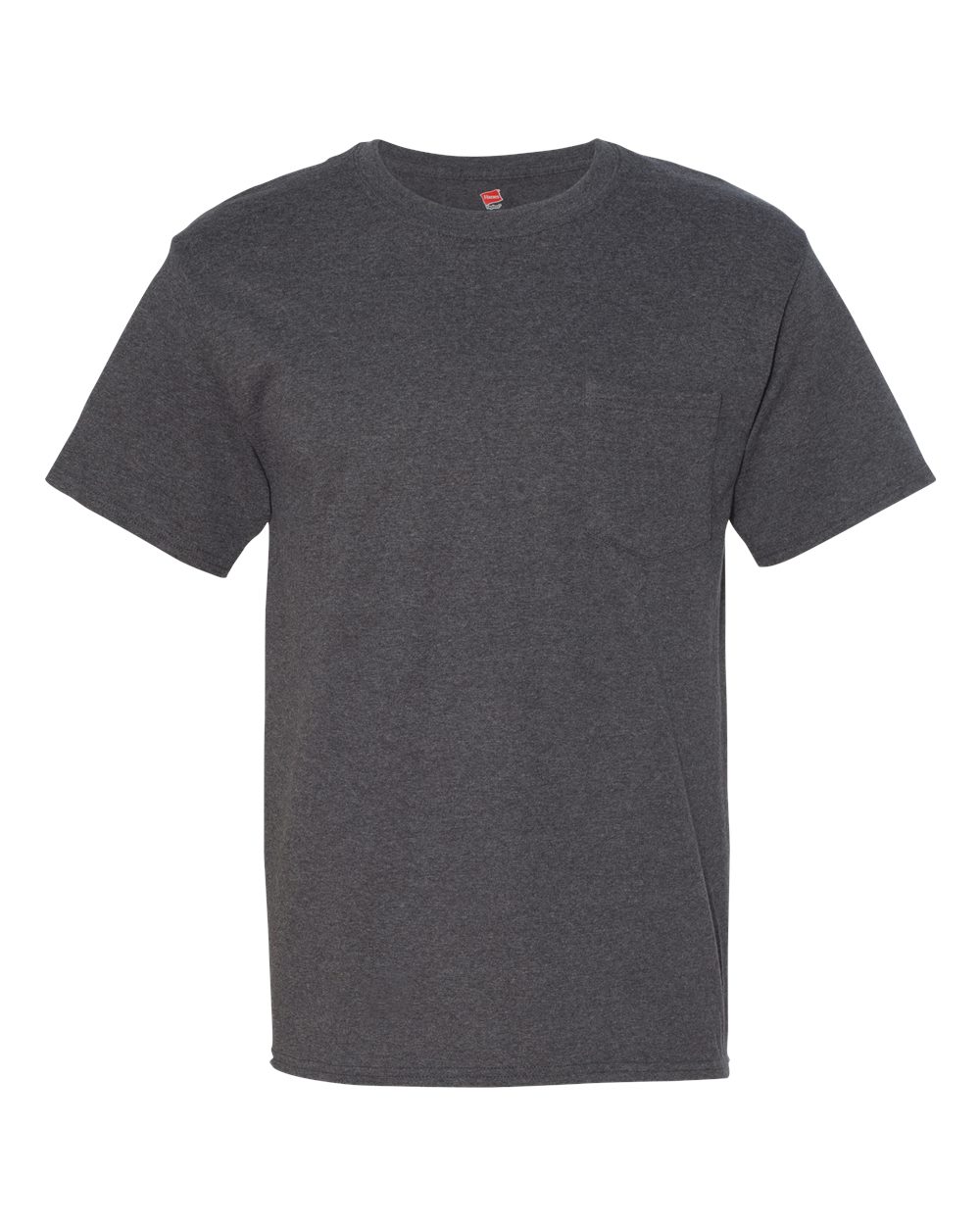 Hanes 5190P Adult Beefy-T-Shirt with Pocket in Charcoal Heather size 3XL | Ringspun Cotton 5190
