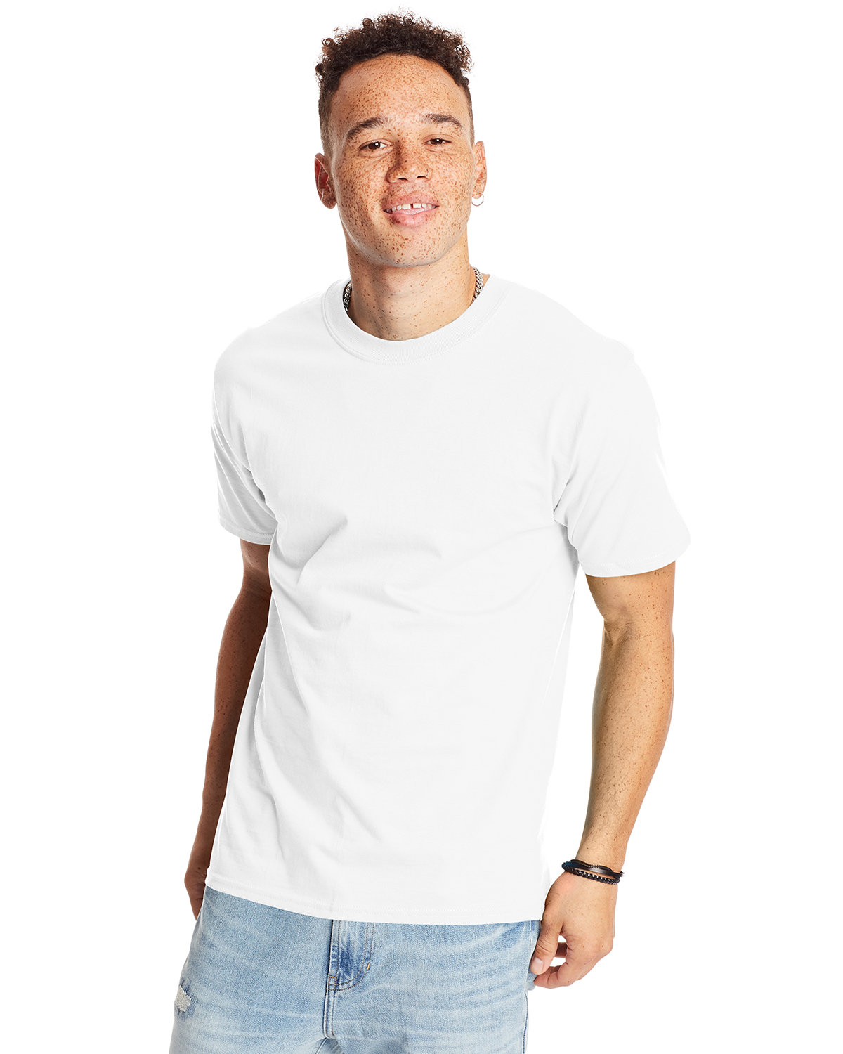 Hanes 5180 Beefy-T-Shirt - Cotton T-Shirt in White size Medium | Ringspun