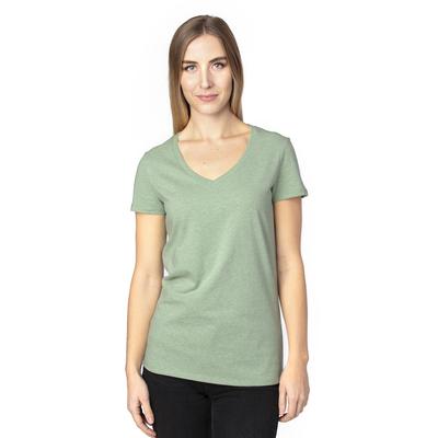 Threadfast Apparel 200RV Women's Ultimate V-Neck T-Shirt in Army Heather size 2XL | Cotton/Polyester Blend