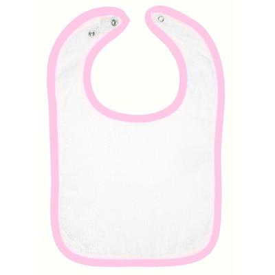 Rabbit Skins 1003 Infant Contrast Trim Terry Bib in White/Pink LA1003, RS1003