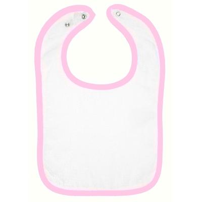 Rabbit Skins 1003 Infant Contrast Trim Terry Bib in Pink LA1003, RS1003