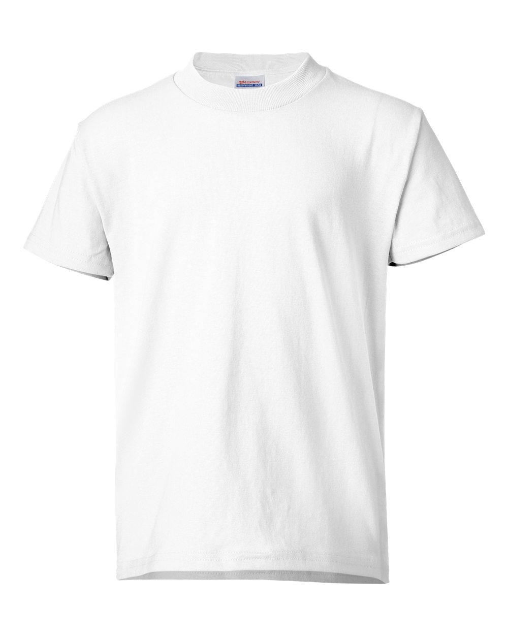 Hanes 5370 Youth EcoSmart 50/50 Cotton/Poly T-Shirt in White size Small | Cotton Polyester