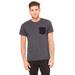 Bella + Canvas 3021 Men's Jersey Short Sleeve Pocket Top in Dark Grey Heather/Black size Small | Ringspun Cotton B3021