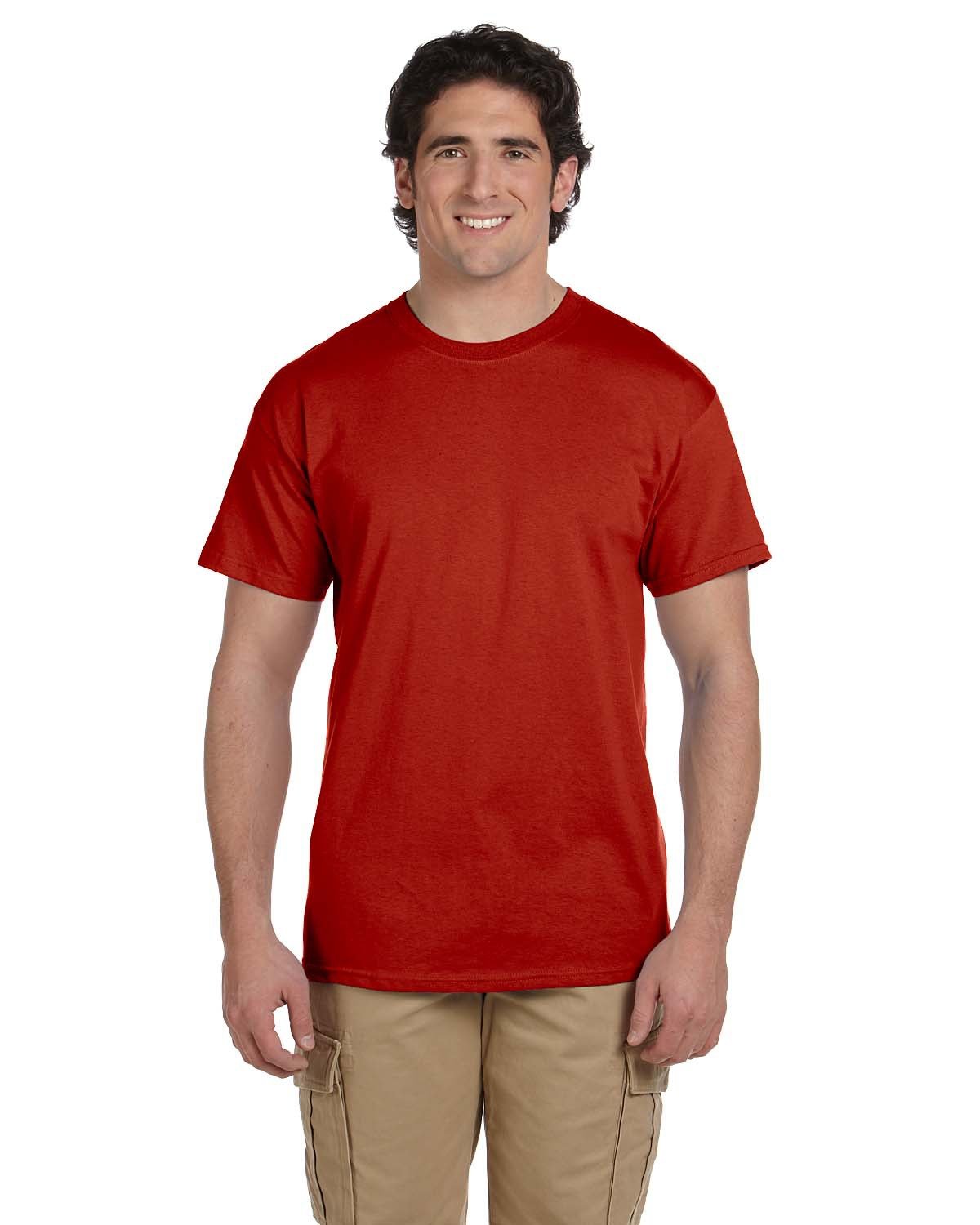 Hanes 5170 50/50 T-Shirt in Deep Red size Medium | Cotton Polyester