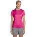 Hanes 4830 Women's Cool DRI with FreshIQ Performance T-Shirt in Wow Pink size Medium | Polyester