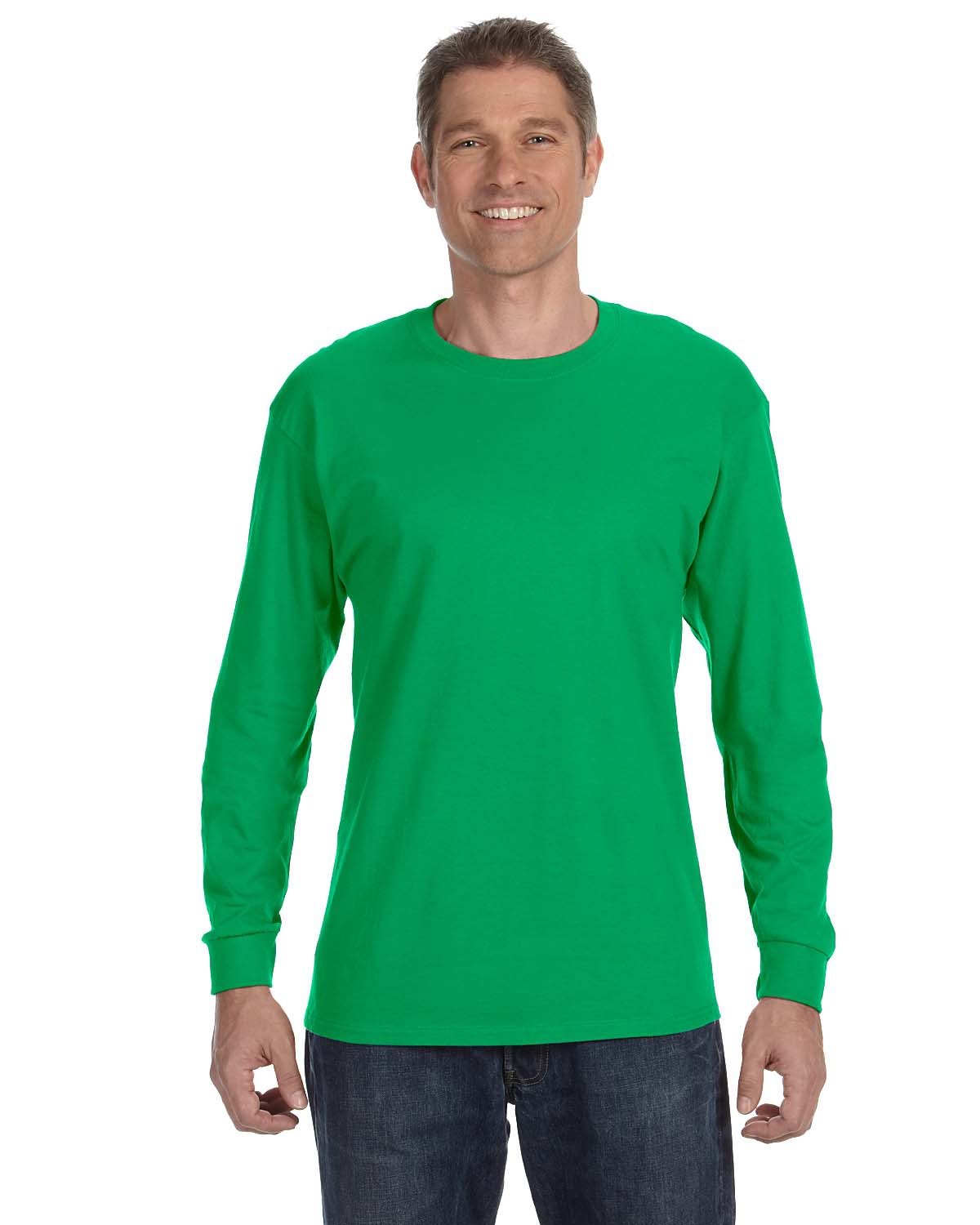 Jerzees 29L Dri-Power Long Sleeve 50/50 T-Shirt in Kelly size XL | Cotton Polyester 29LSR, 29LS