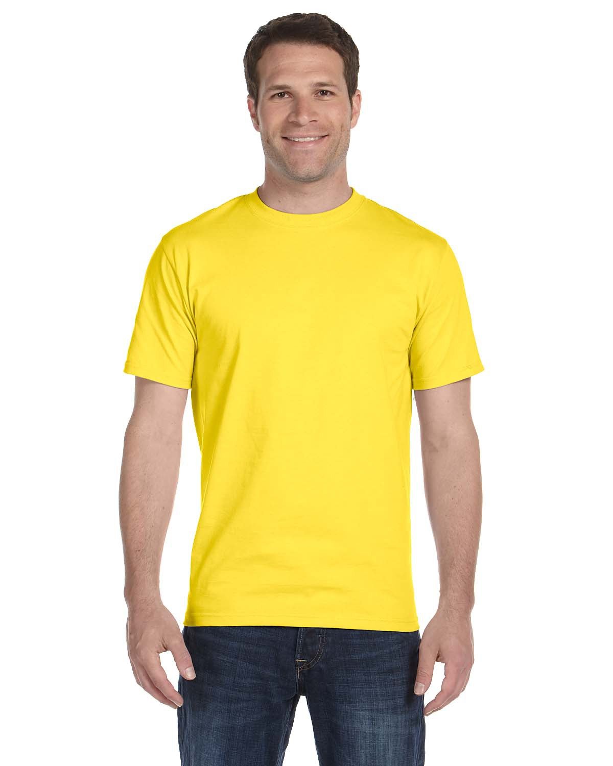 Hanes 5280 Adult Essential Short Sleeve T-Shirt in Yellow size Medium | Cotton