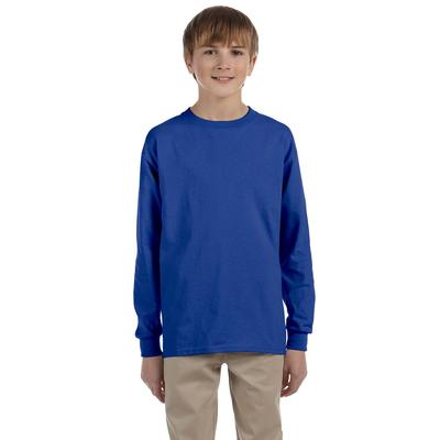 Jerzees 29BL Youth Dri-Power Active 50/50 Cotton/Poly Long Sleeve T-Shirt in Royal Blue size Large | Cotton Polyester 29BLR