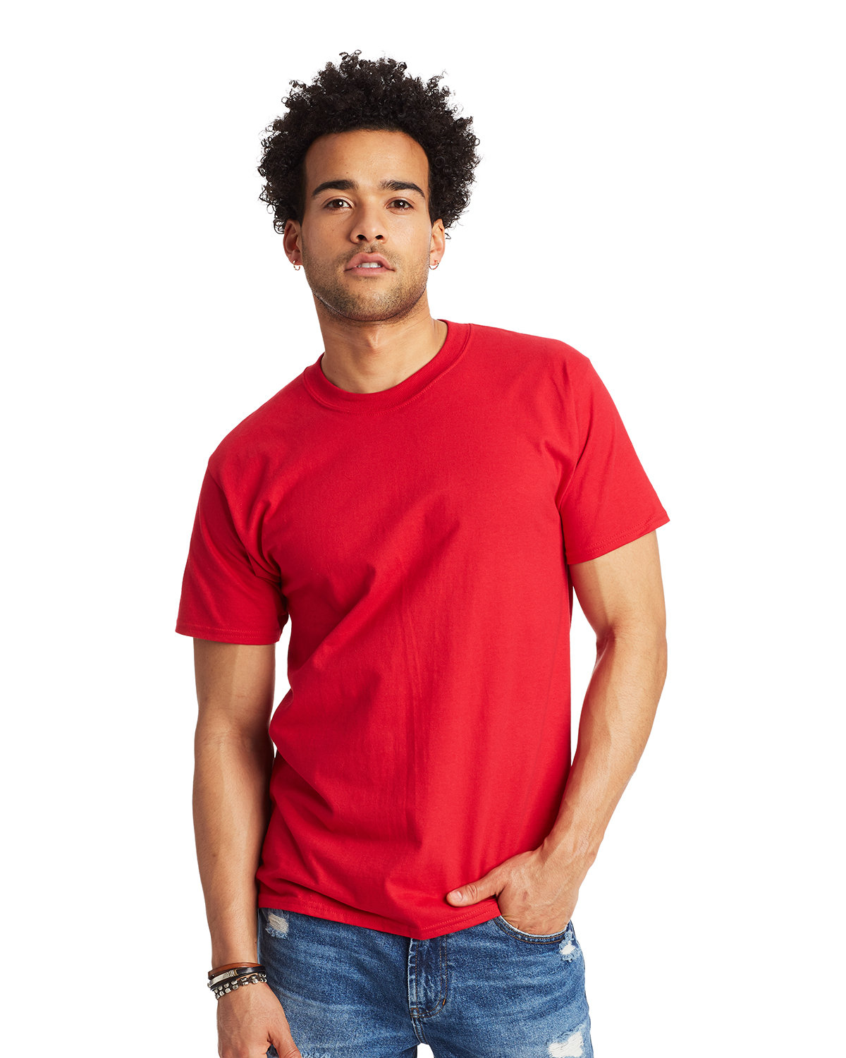 Hanes 5180 Beefy-T-Shirt - Cotton T-Shirt in Deep Red size XL | Ringspun