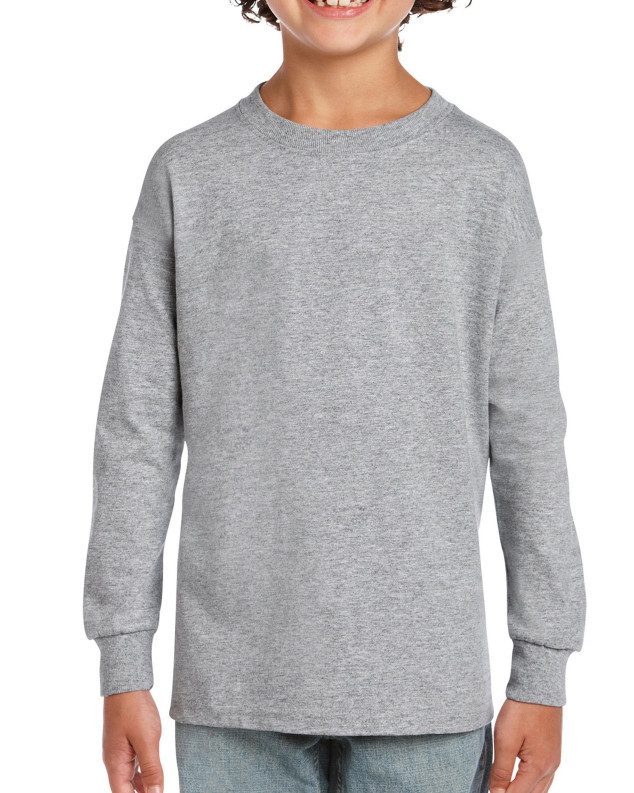 Gildan G240B Youth Ultra Cotton Long Sleeve T-Shirt in Sport Gray* size Large G2400B, 2400B