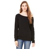 Bella + Canvas 7501 Women's Sponge Fleece Wide-Neck Sweatshirt in Solid Black Triblend size Small | Ringspun Cotton B7501, BC7501