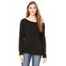 Bella + Canvas 7501 Women's Sponge Fleece Wide-Neck Sweatshirt in Solid Black Triblend size Small | Ringspun Cotton B7501, BC7501