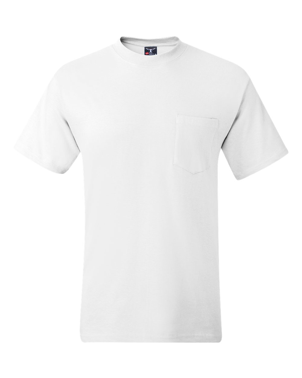 Hanes 5190P Adult Beefy-T-Shirt with Pocket in White size 2XL | Ringspun Cotton 5190