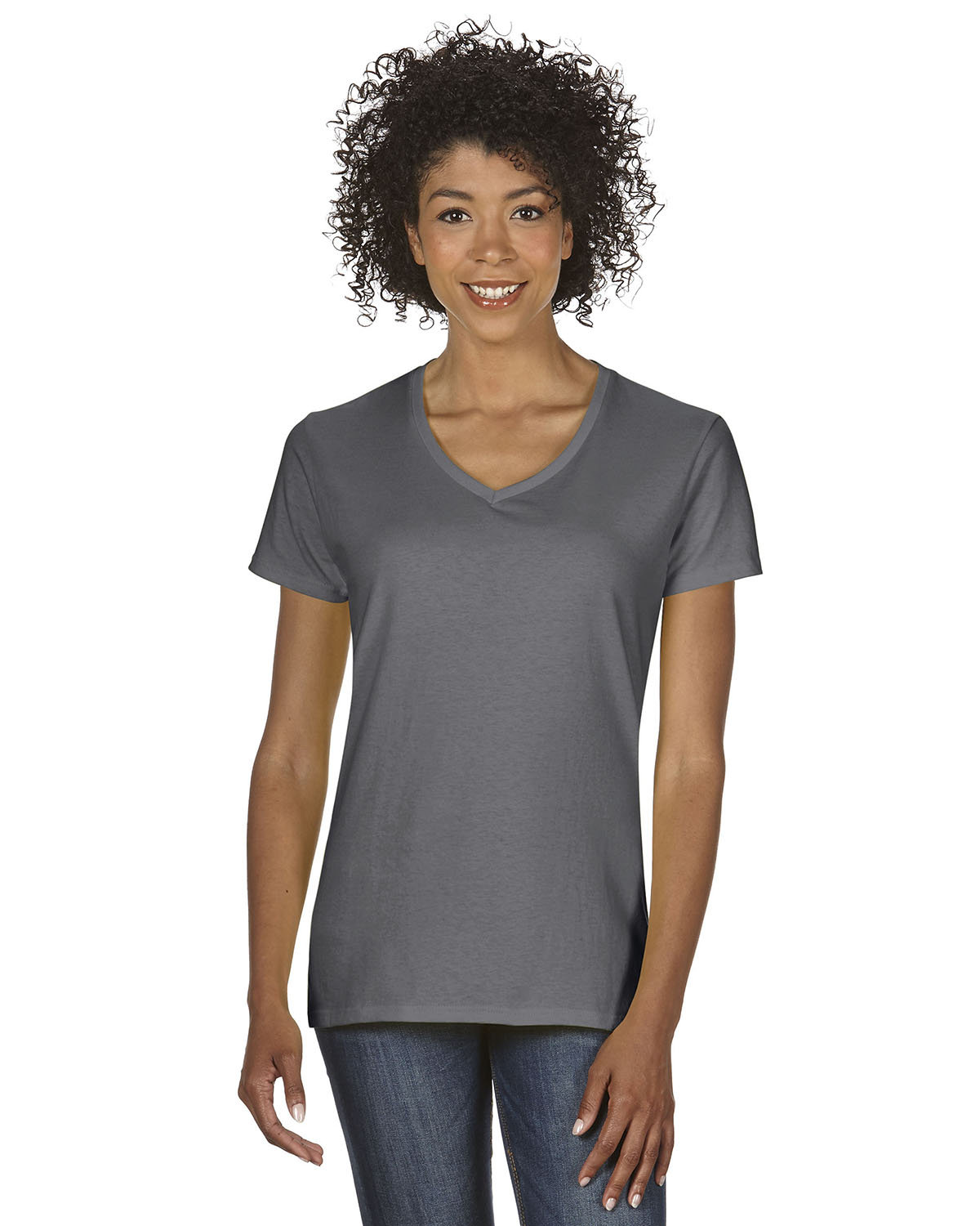 Gildan G500VL Women's Heavy Cotton V-Neck T-Shirt in Charcoal size 2XL G5000VL, 5000VL, G5V00L, 5V00L