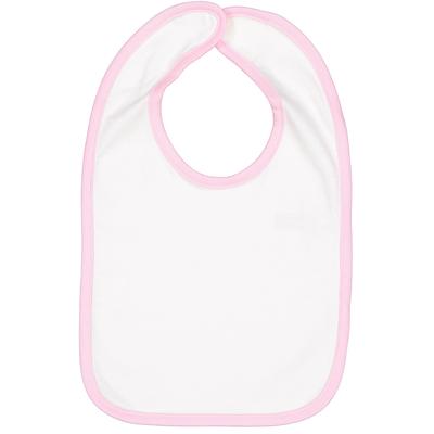 Rabbit Skins RS1004 Infant Contrast Trim Bib in White/Pink | Cotton 1004, LA1004
